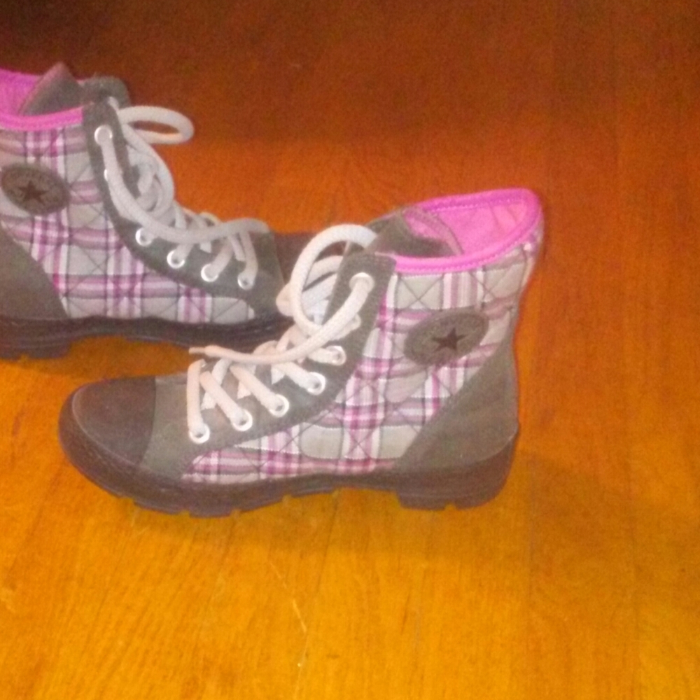 Converse Pink and Gray Quilted Boots